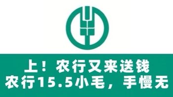 农行又来送钱啦，农行15.5 元小毛，手慢无！