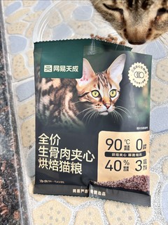 网易全骨肉夹心烘培猫粮打开一闻，好香呀！让我家小猫加个餐