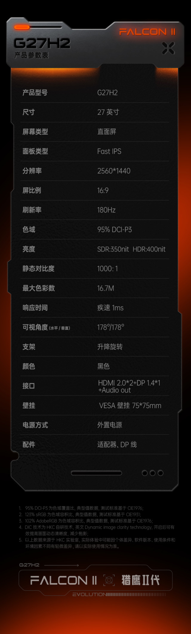 hkc猎鹰二代电竞显示器 g27h2