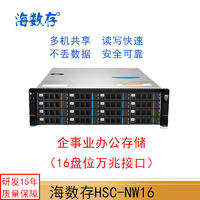 海数存 高性能16盘位万兆企事业办公存储磁盘阵列，多人高速共享网络存储服务器 HSC-NW16