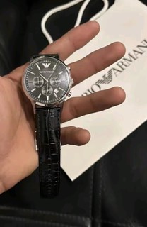 安普里奥阿玛尼（Emporio Armani）手表男士 三眼计时皮带石英时尚男士腕表生日礼物送男朋友AR2447