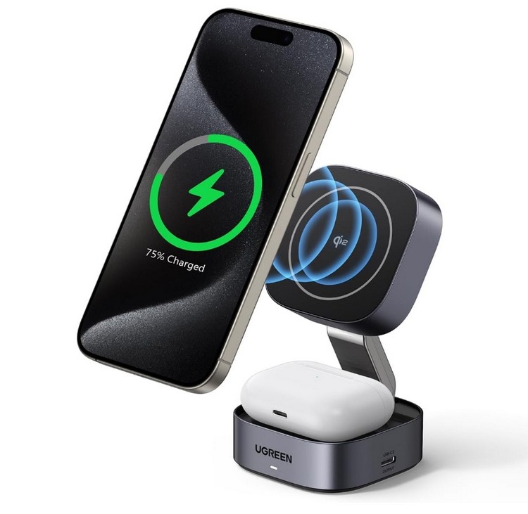 绿联发布可折叠二合一充电底座，支持 iPhone 无线充电，可选 Qi 2 版本