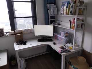 书架书桌一体电脑桌家用转角桌子