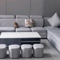 创繁现代可拆洗布艺沙发简约客厅小户型免洗科技布乳胶沙发组合家具 四