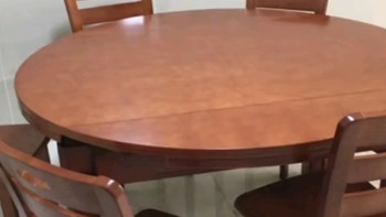 上林春天实木餐桌 可伸缩折叠实木餐桌椅组合餐桌餐椅圆形饭桌子餐厅家具 1.38米胡桃色 一桌六椅