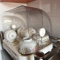 也雅厨房碗碟收纳架带盖沥水碗盘架碗柜碗筷子收纳盒家用双层碗架