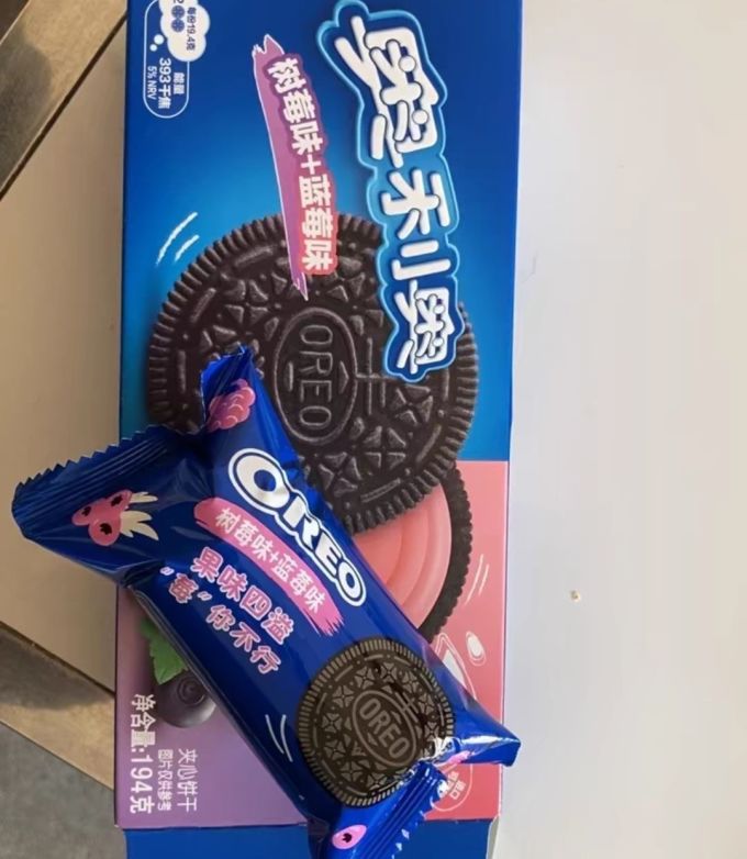 奥利奥夹心饼干缤纷双果味蓝莓树莓味194g休闲零食1件装