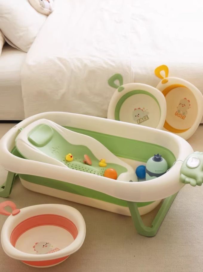 婴儿洗澡盆浴盆龙宝宝可折叠幼儿坐躺大号浴桶小孩新生儿童用品