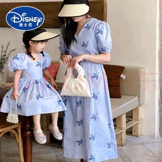 我们这一家！迪士尼（Disney）亲子装母女裙夏季新款短袖韩版洋气高端刺绣纯棉收腰显瘦连衣裙