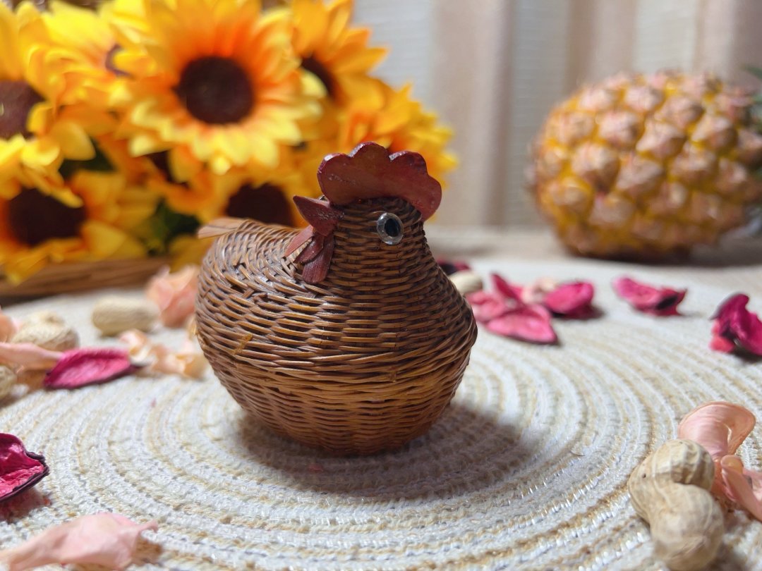 给大家看看我小时候的玩具手工藤编小母鸡