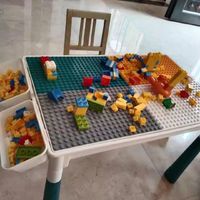 儿童积木桌子多功能大颗粒男孩宝宝拼装图益智玩具游戏桌生日礼物