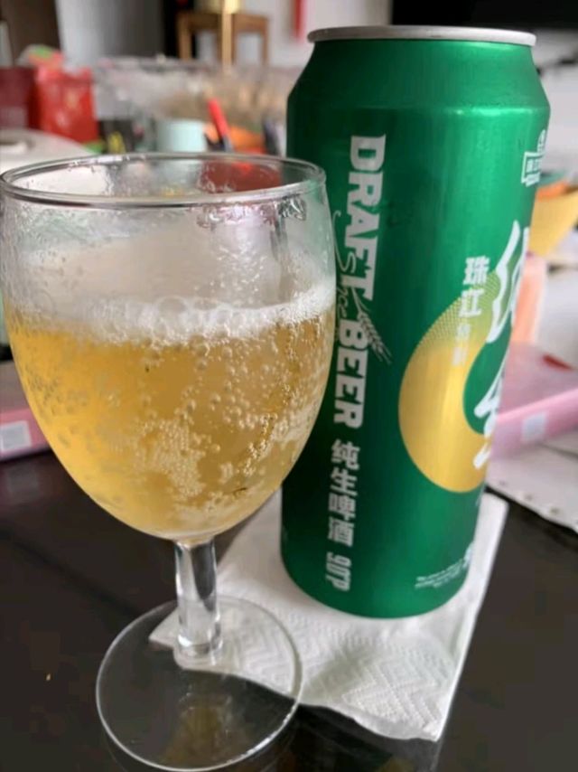 泡沫三指！珠江啤酒（PEARL RIVER）9度 珠江纯生啤酒 500ml*12听 整箱装