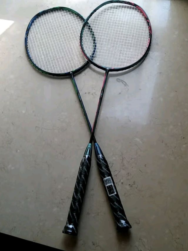 川崎（KAWASAKI）羽毛球拍双拍全碳素对拍已穿线PK-007（含大球包12只球手胶）