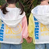 迪士尼亲子装一家三口儿童装拼色防晒衣2024年夏季男女孩轻薄防晒服外套