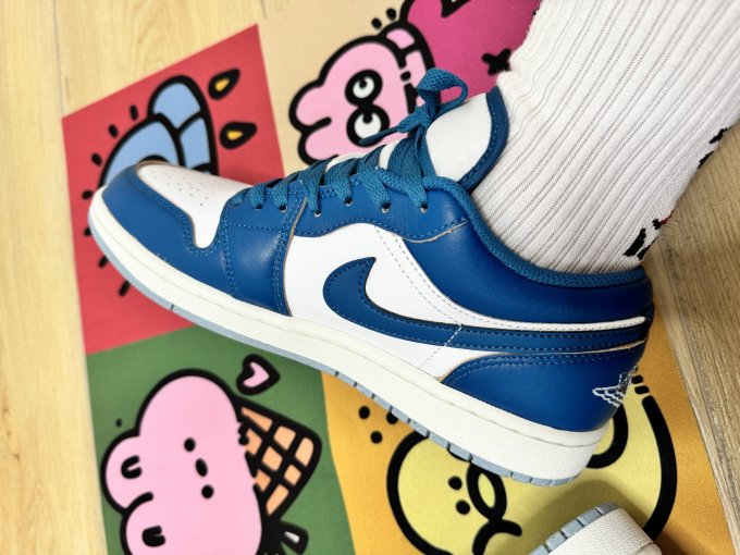 耐克篮球鞋怎么样 上脚·air jordan 1 low se 工业蓝_什么值得买