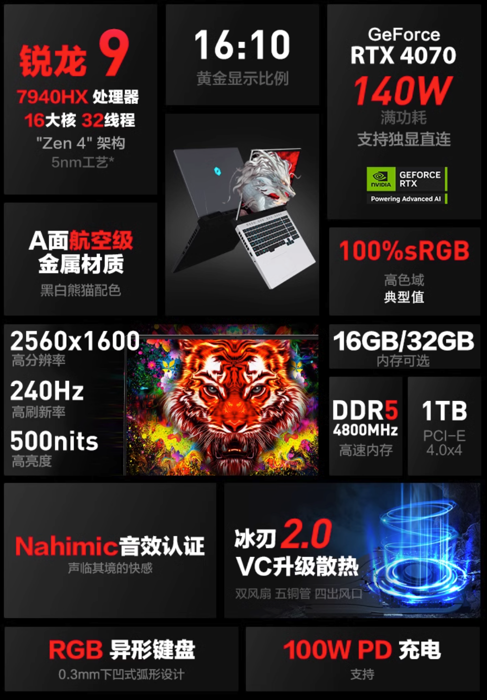 机械革命蛟龙 16 Pro 游戏本增配：锐龙 9 7940HX+RTX 4070 性能组合