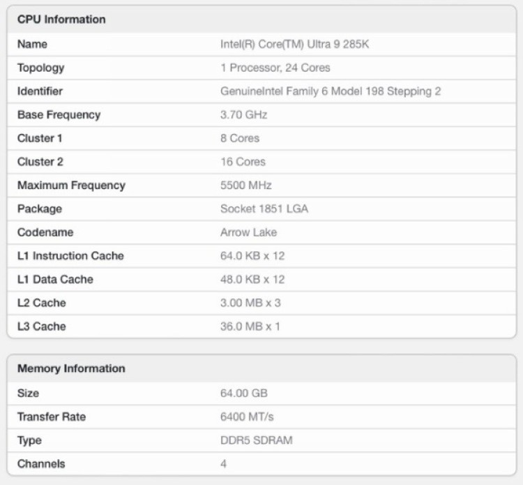 网传丨英特尔酷睿 Ultra 9 285K 首个跑分现身，对比锐龙9 9950X等