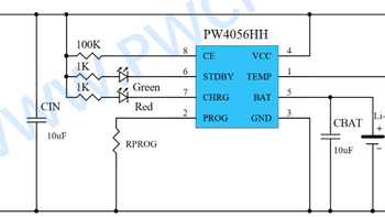 1A锂电池充电管理芯片，USB输入，PW4056HH适用于中高端和海外