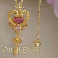 PINKBOX甜心权杖黄金吊坠女999足金粉色爱心挂坠纯金吊坠品牌手作