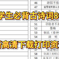 新课标小学生必背古诗词完整版.最新高清下载打印资源！超全小学生必背古诗80首.可收藏.小