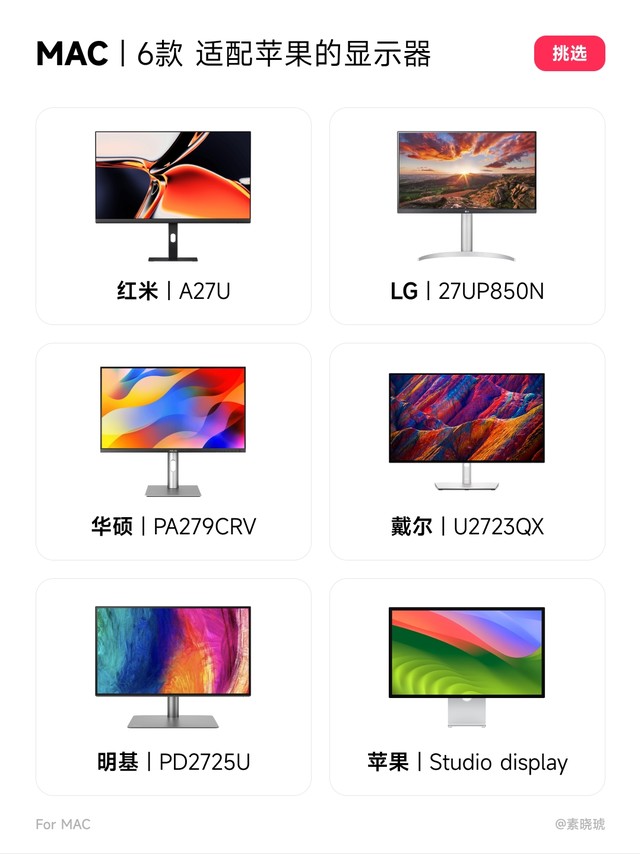 适配 Mac Mini、Mac Book 的6款显示器