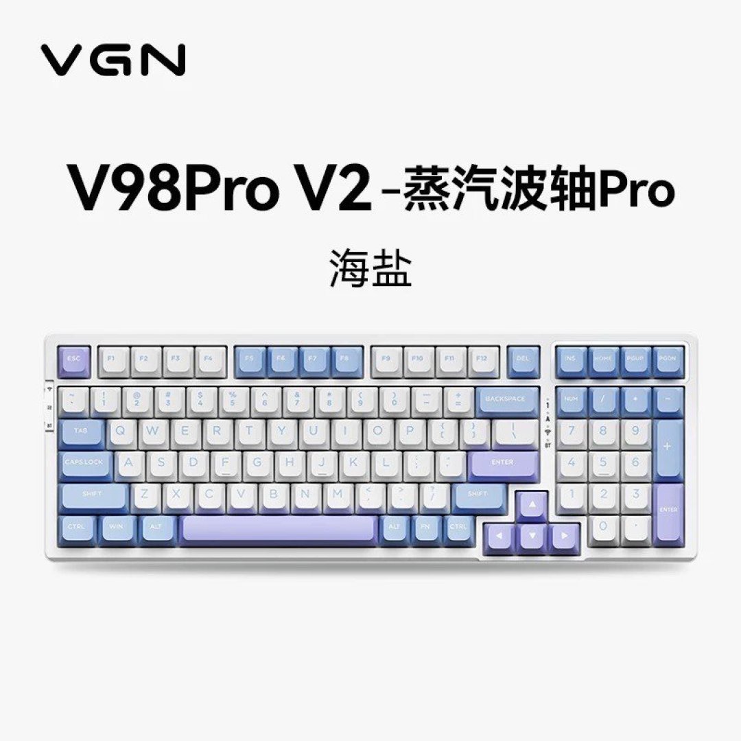 VGN V98 Pro 海塩ブルー 三模無線 1ms低遅延 静音軸 VGN V98 Pro V2 Wireless Mechanical Keyboard