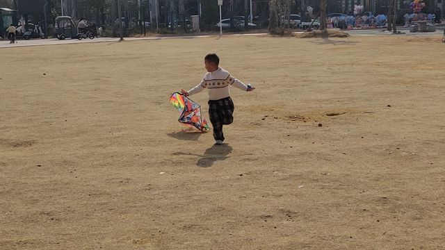 与孩子在晴日公园的飞翔梦想