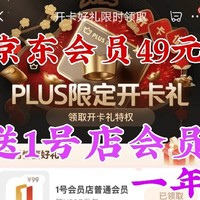 49元开京东plus会员，还送一年一号店渣渣会员，这个划算不？