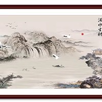 国风山水墨画，新中式客厅背景墙装饰的不二之选！