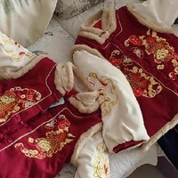 女童汉服男童拜年服冬季儿童加厚款过年服装宝宝喜庆周岁礼服套装