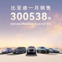 比亚迪25年1月销售量破30万，中国销冠