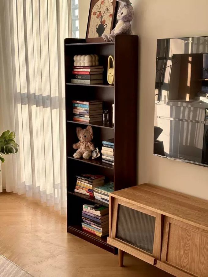 立式书架落地式一体靠墙客厅实木书柜储物柜