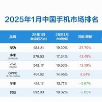 华为终将崛起，拿下25年1月份国内市场第一名