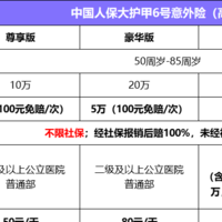 父母意外险，中国人保大护甲6号（高龄版），50岁-85岁优选