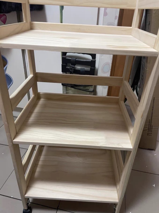 可移动置物架落地式开放收纳书架实木架子